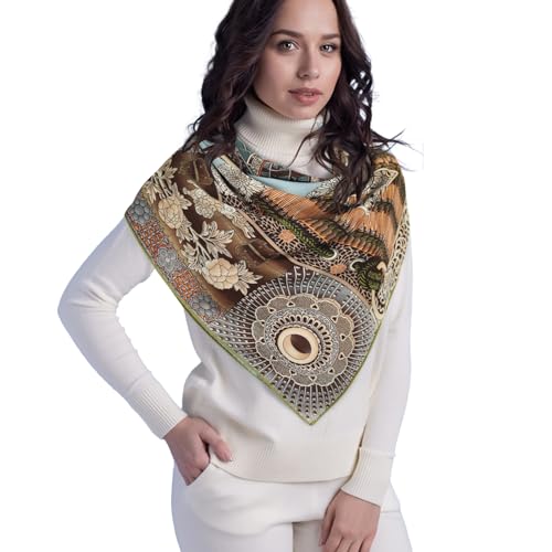 EXTREE Women's Travel Scarf Pashmina Shawls and Wraps Winter Warm Square Large Scarves Made of 60% Wool and 40% Silk Color-06