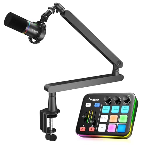 MAONO Podcast Equipment Bundle: Audio Interface and USB-XLR Dynamic Microphone-MaonoCaster G1 NEO+PD200XS Black+BA92