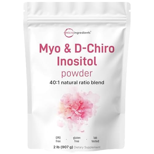 Micro Ingredients Myo-Inositol & D-Chiro Inositol Powder, 2lb (442 Servings) | 40:1 Ideal Ratio Inositol Supplement for Women | Supports Hormonal Bala