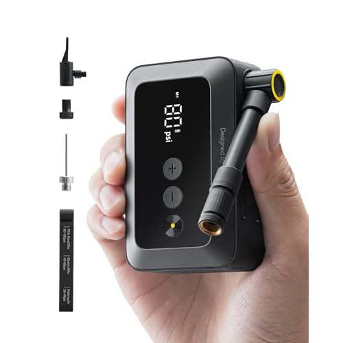 HOTO Mini Bike Tire Pump, 25s Fast Inflate Bicycle Pump with Guage, 150PSI Portable Electric Bike Air Pump with Presta and Schrader Valve for Road Bik