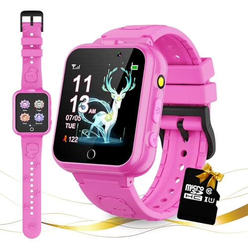 Retysaz Smartwatch für Kinder, 24 Spiele, Smartwatch für Kinder, HPedometer, 2 HD-Kameras, modische Smartwatches für Kinder, 3–14 Jahre, tolles G