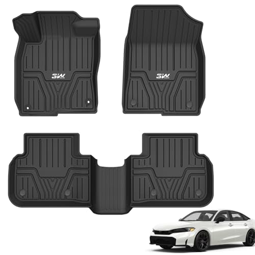 3W Floor Mats for Honda Civic 2022-2025 2026 (Not Hybrid)-Acura Integra 2023-2026 TPE All Weather Custom Fit Non-Slip Floor Liner Si-Type R-Hatchback-