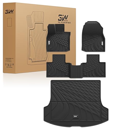 3W Floor Mats & Cargo Liner for Lexus RX-RX350-RX 350h-RX500h 2023-2025 2026, TPE All Weather Custom Fit Floor Liner & Trunk Mats 1st &2nd Rows Car Ma