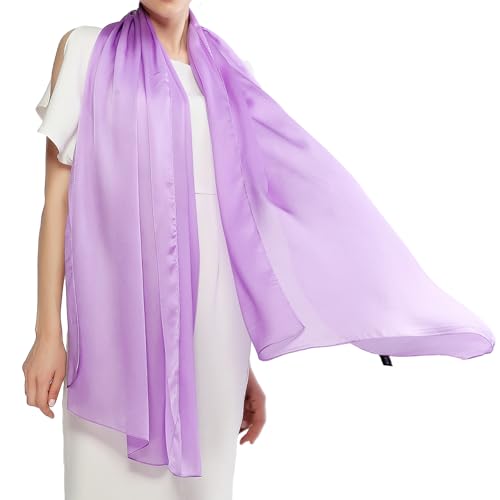 RIIQIICHY Women Shawls and Wraps for Evening Dresses Like Chiffon Silk Scarf Formal Silky Pashmina Shawls for Weddings Lavender