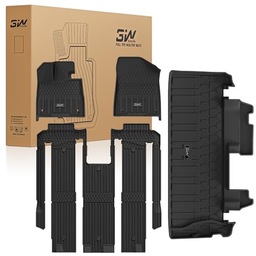 3W Floor Mats & Cargo Liner Fit Toyota Sienna 2024-2026 (Only for 7 Seat & Platinum Version with Refrigerator) TPE Custom Fit Floor Liner and Trunk Ma