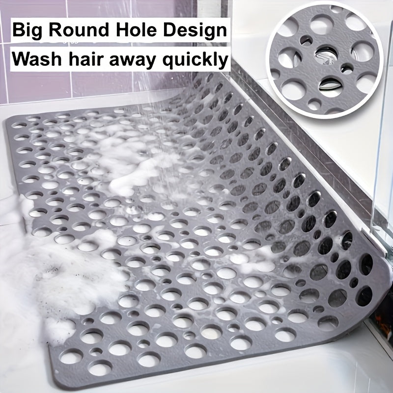 TEMU 1pc Of Anti-slip Bath Mat With Suction Cups, Shower Mat, Round Hole Design Shower Mat, Quick Drainage, Suitable For Shower Room, Hotel Bathroom,