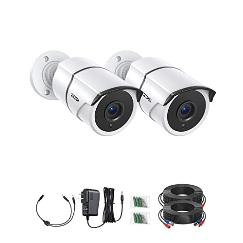 ZOSI 2 Pack 1080P Home Security Cameras with Audio Recording,Built-in Microphone,1920TVL 2.0MP HD-TVI Surveillance Cameras with 120ft IR Night Vision,