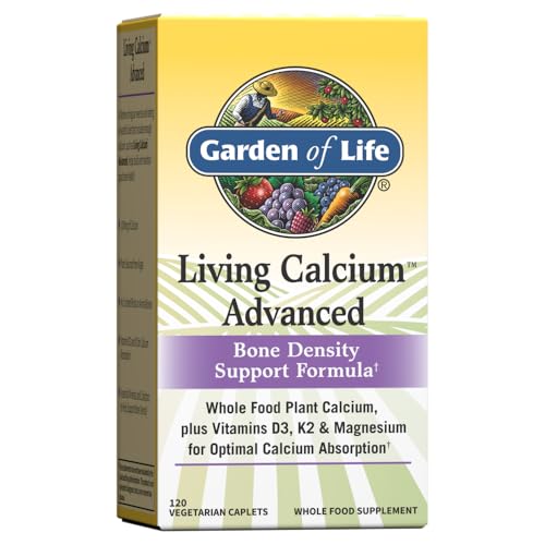 Garden of Life Living Calcium Advanced Bone Density Support Formula, 1,000mg Whole Food Plant Calcium Plus Vitamins D3, K1 and Magnesium for Absorptio