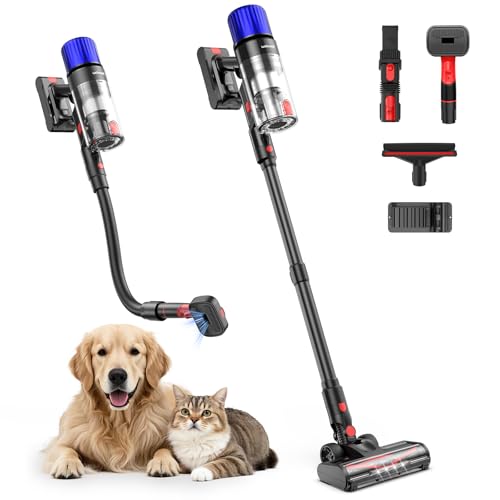 Teendow Cordless Vacuum Cleaner, 50 Minutes Runtime Stick Vacuum for Pet Hair, 500W Powerful Suction, Rechargeable, Lightweight, Handheld Vacuum Versa