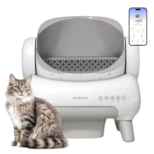Neakasa M1 Lite Open-Top Self Cleaning Cat Litter Box, Automatic Cat Litter Box with APP Control, Safety Protection, 1 Roll Waste Bag Pearl White