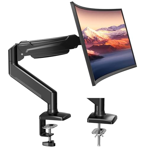 BONTEC Monitor Arm Desk Mount, Gas Spring Monitor Stand, Adjustable Full Motion VESA with C Clamp & Grommet Base, Supports 6.6-19.8lbs LCD-LED Tilt, S