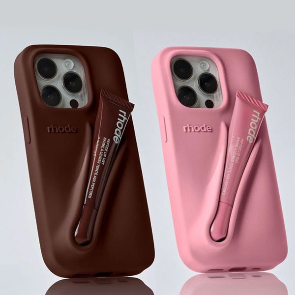 Toast rhode phone case Lipstick Portable Case Design Lip Gloss Lipstick Lip Balm 3D Make-Up Silicone Phone Case for iPhone 15 14 13 12 Pro M