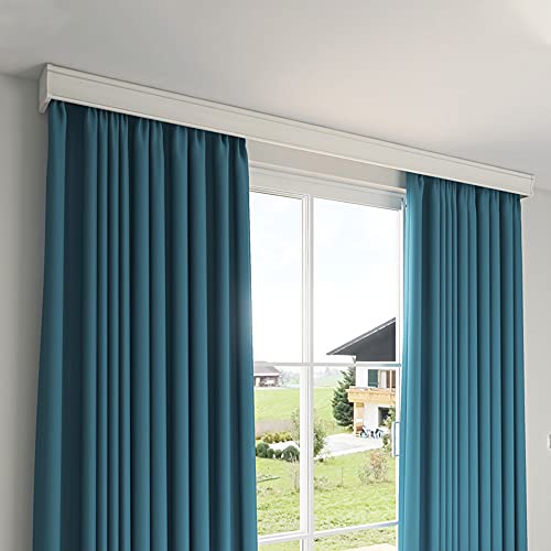 ZSHINE Three-in-One Curtain Track Double Tracks and Curtain Pelmet With Light Belt Optional Customize Length for Living Room Bedroom White-ceiling mou