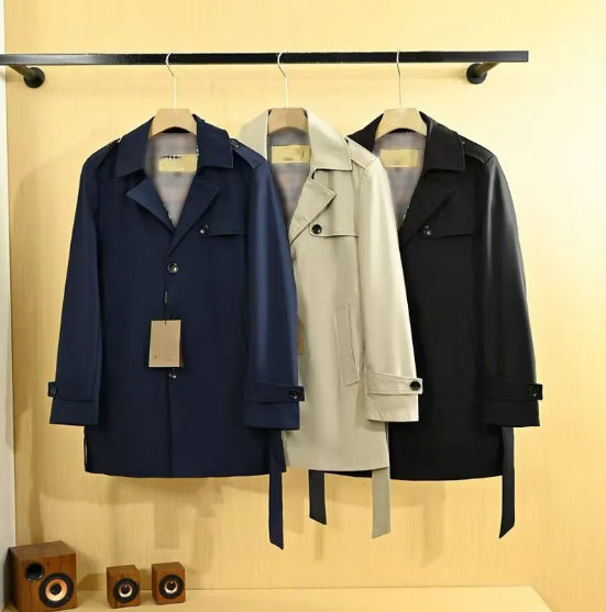 Mens Windbreaker Designer Jacket Business Mid-length Trench Coat Fashion High Street Lapel Single-breasted Punch Belt Slim Casual Belt jacke