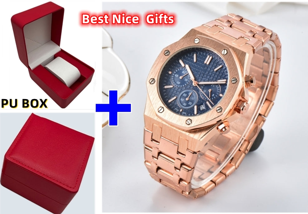 All Dials Working factory mens famous stopwatch watches full functional auto date calendar time clock diving Business Diamonds Ring Watch With PU Bo