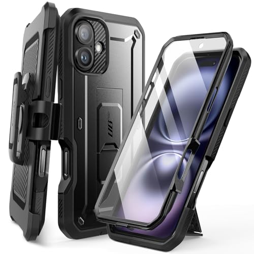 SUPCASE for iPhone 16 Plus Case with Screen Protector (Unicorn Beetle Pro), [Built-in Stand & Belt-Clip] [Military-Grade Protection] Full Body Heavy D