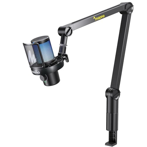 MAONO DM40 AI Wireless Condenser Microphone with Heavy Duty Fully Adjustable Boom Arm BA92