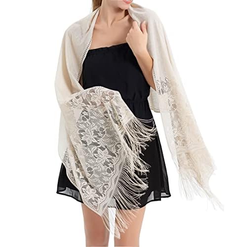RIIQIICHY Shawls and Wraps for Evening Dresses Scarfs for Women Pashmina Wedding Formal Shawl Beige
