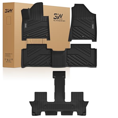 3W Hyundai Santa Fe Floor Mats Fit for 2024 2025 2026（Not for Hybrid） Only 6 Seats, TPE All Weather Floor Liner Heavy Duty Car Accessories, Anti-S