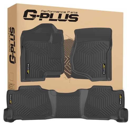 G-PLUS Floor Mats,Fit Chevy Silverado-GMC Sierra 1500 Crew Cab 2007-2013,Fit Silverado-Sierra 2500 3500 Crew Cab 2007-2014 Floor Lines,TPE Custom Fit