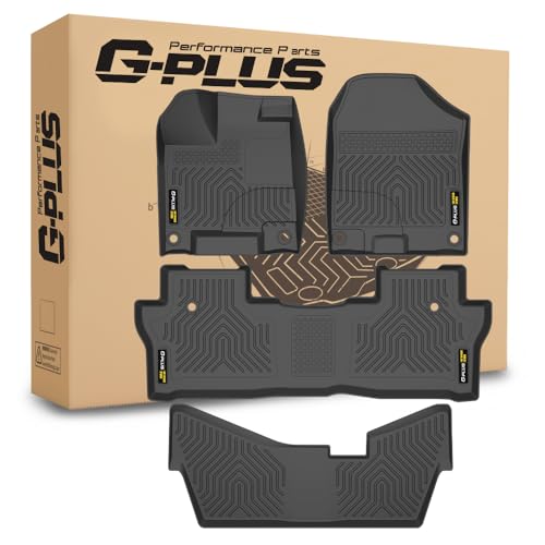 G-PLUS Floor Mats Fit for Honda Pilot 8 Passenger Models 2016 2017 2018 2019 2020 2021 2022(No Elite Models), TPE Custom Fit All Weather Protection An