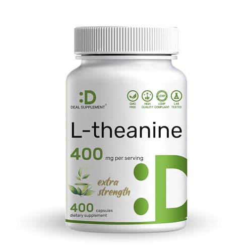 L-Theanine 400mg, 400 Capsules – Extra Strength Theanine Supplement – Amino Acids for Focus & Relaxation Support – Non-GMO & Gluten Free