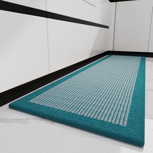 PADOOR Kitchen Mats for Floor, Kitchen Rugs Non Slip Washable, Rubber Backed Kitchen Runner Super Absorbent Kitchen Floor Mat Sink Rug, 20"x32" Teal 1