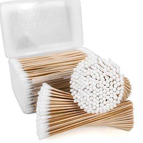 6'' Long Cotton Swabs 500PCS - Cotton Swabs With Wooden Sticks- Cleaning Swabs for Makeup, Pet Care, Gun Cleaning, Electronics, Arts and Crafts