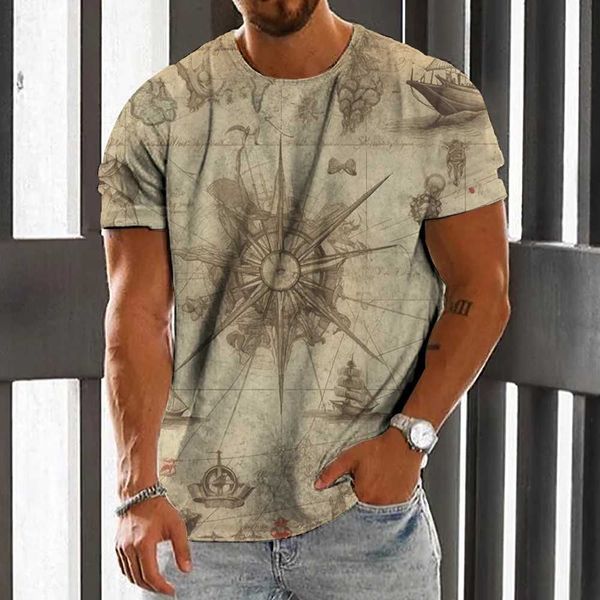 T-shirt de camiseta retro massinha 3D Print Street Diário Sportswear Sports Lases Respirável Top Summer Casual Casual Camisa M250108