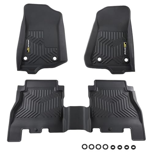 G-PLUS TPE Floor Mats Compatible with Jeep Wrangler JL Unlimited 4 Door 2018-2024(Not Fit for JK or 4XE) 1st & 2nd Row All Weather Car Liners Interior