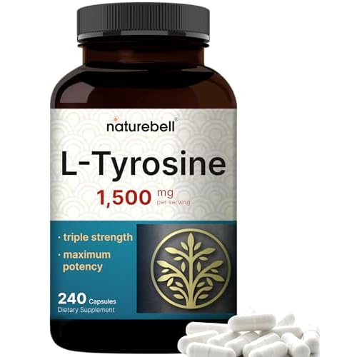 L Tyrosine Supplement, 1,500mg Per Serving, 240 Capsules | Essential Amino Acids – Brain Health Support for Memory, Cognitive Health, and Mental Ale