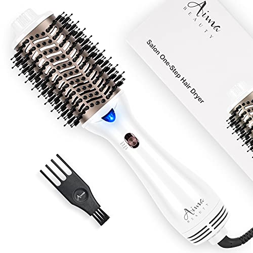 Aima Beauty Hair Dryer Brush, One Step Hair Dryer & Volumizing Hot Air Brush, 3 Heat-Speed Settings, Advanced Ionic Technology, Ceramic Coating, Nylon