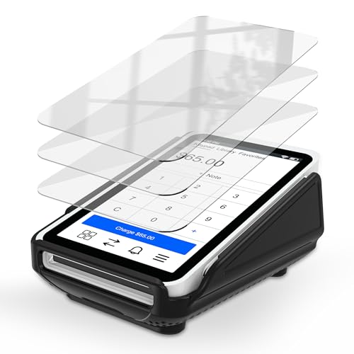 Kailfee Protective Case and Screen Protector*3 for Square Terminal Card Reader - Rubberized Hard Casing with Non-Slip Base and Tempered Glass(Black) B