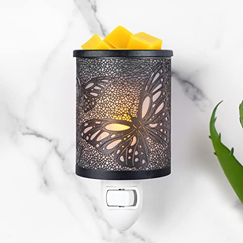EQUSUPRO Metal Plug-in Wax Melter Warmer Candle Warmer Wax Electric Burner Melter Fragrance Warmer Night Light for Home Office Bedroom Living Room Gif