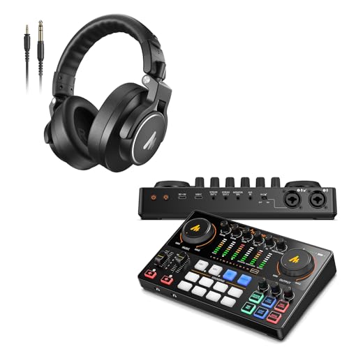 MAONO Audio Interface Mixer E2 Gen2 + Studio Monitor Mixing DJ Headphones MH700