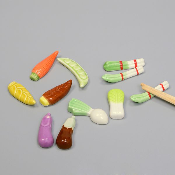 Korean ceramic chopstick holder creative vegetable chopstick rest cute kitchen cutlery holder desktop decorative ornaments