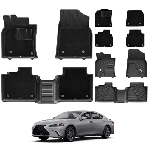 3W Floor Mats & Carpets Fit Lexus ES (2019-2024 ES350-ES300h & 2025 ES300h-ES Hybrid), TPE All Weather Custom Fit Floor Liner for Lexus ES 1st and 2nd