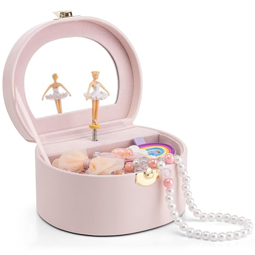 Vlando Musical Jewelry Box for Girls - Birthday for Girls Ages 4 5 6 7 8-12 Year Old - Kid Music Box with Ballerina for Birthday Bedroom Decor - Light