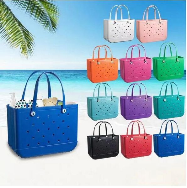 2024 New Rainbow Silicone Beach large Luxury Eva Plastic Beach Bags Pink Blue Candy Woman cosmetic Bag PVC Basket travel Storage bags jelly