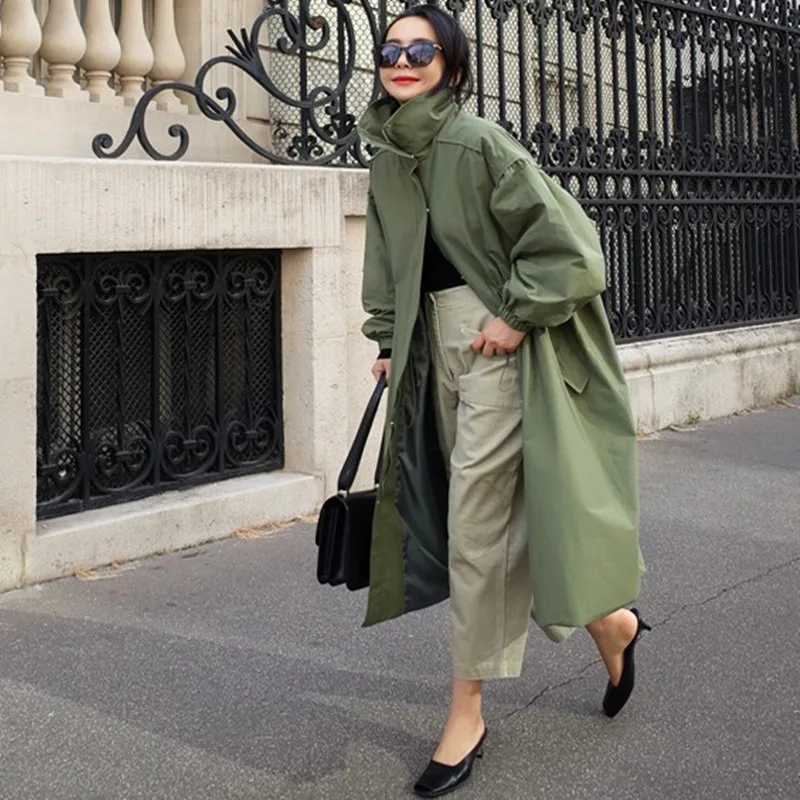 Johnature 2024 Autumn Korean Casual Loose Solid Color Long Trench Women New Turn-down Collar Zippers All Match Female CoatsX240921