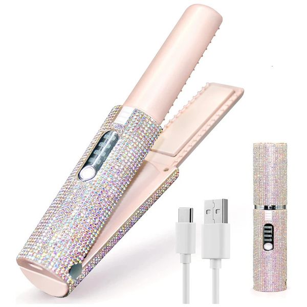 2-In-1 Electric USB Straightener Brush Multifunctional Comb Straightening Styler Hair Curler 240306