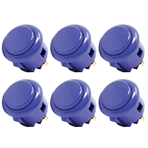 Sanwa 6 pcs OBSF-30 Original Push Button 30mm - for Arcade Jamma Video Game & Arcade Joystick Games Console (Dark Blue), Use for Arcade Game Machine C