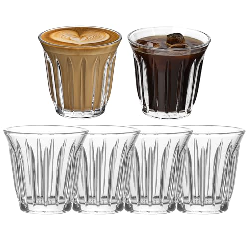 MHW-3BOMBER Coffee Glasses Set of 6 Drinking Glasses 8.1OZ Latte Glasses for Espresso, Whiskey, Vodka, Spirits & Liquors G6193-OS Transparent 240ml-8.