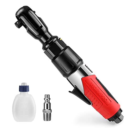 WORKPRO 3-8-Inch Air Ratchet Wrench, 50ft.lb Max Torque, 160RPM, 360 Degree Adjustable Exhaust, Forward-Reverse Control, Good Gift for Men Dad Father