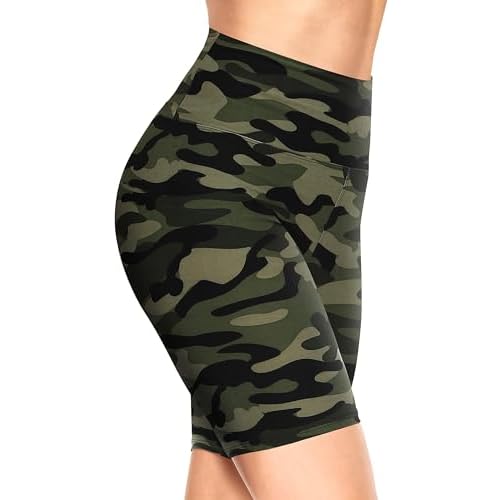TNNZEET Biker Shorts Women - 8"-5"-3" High Waisted Tummy Control Workout Gym Spandex Booty Yoga Volleyball Shorts 8 IN XX-Large A-army Green Camo