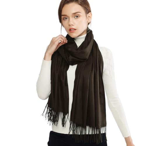 RIIQIICHY Women's Scarf Pashmina Shawls and Wraps for Evening Dress Bridesmaid Wedding Bridal Winter Warm Long Large Scarves Caramel