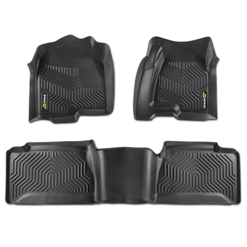 G-PLUS TPE Floor Mats Cargo Liners Compatible with 1999-2007 Chevy Silverado-GMC Sierra 1500 2500 (Fits Extended Cab Trucks Only) 3PCS Black Floor Lin