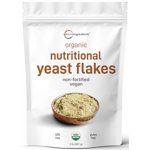 Organic Non-Fortified Nutritional Yeast Flakes, 2 Pounds (32oz) | Rich in Vegan Protein, B Vitamins & Beta-glucans | Keto Friendly, Dairy Free Cheese