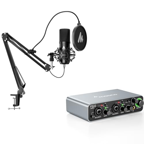 MAONO USB XLR Condenser Microphone, Podcast Equipment Bundle PC Computer with Software for Recording, Studio, Singing, YouTube (A04 Gen2+PS22)