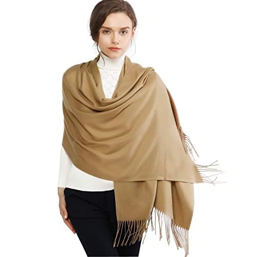 RIIQIICHY Women's Scarf Pashmina Shawls and Wraps for Evening Dress Bridesmaid Wedding Bridal Winter Warm Long Large Scarves Camel